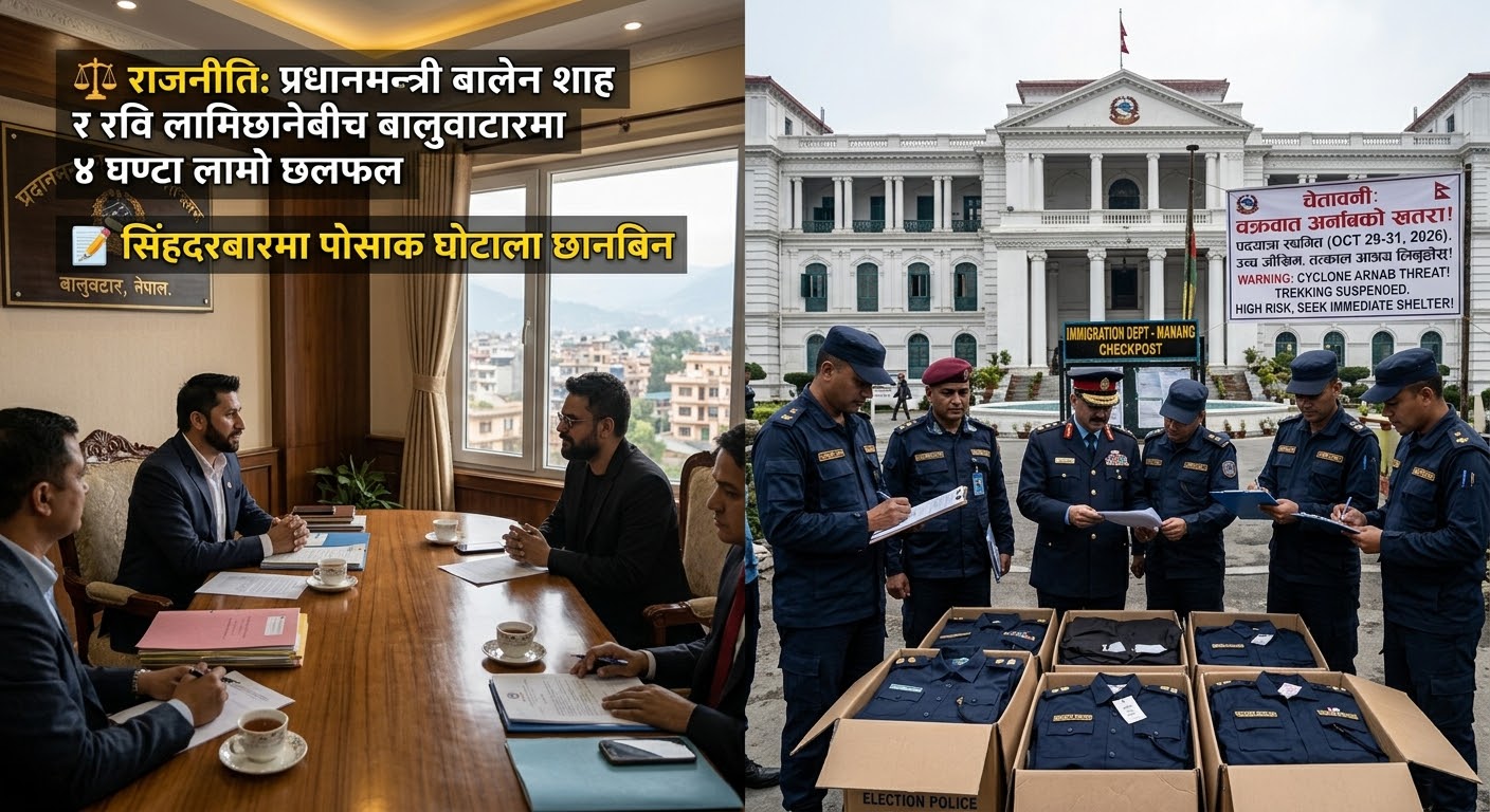 बालुवाटारमा बालदेव (प्रधानमन्त्री बालेन्द्र शाह )र-रवि चार घण्टा लामो बैठक, सिंहदरबारमा पोसाक घोटाला छानबिन